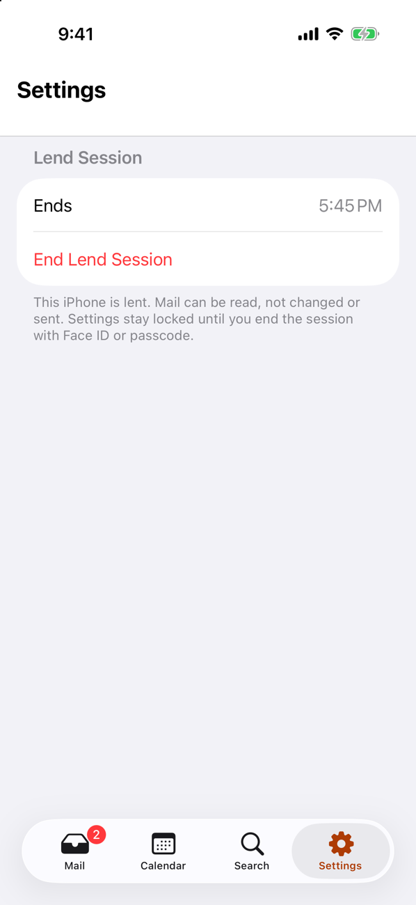 An active Lend Session in SamtheCat Mail with its end time